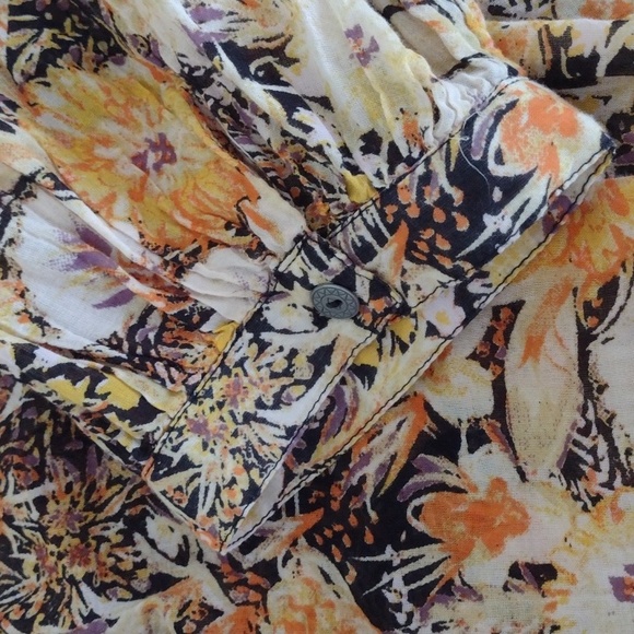 We The Free Orange Floral Cool Meadow Long Sleeve Flowy Blouse Size S - Picture 9 of 13